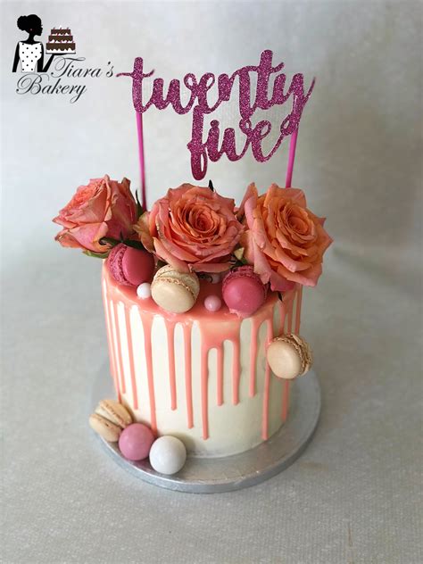 Drip Cake, Flower Cake, Pink Drip Cake, Girly cake, Girl Cake, twentyfive cake, 25th birthdax 