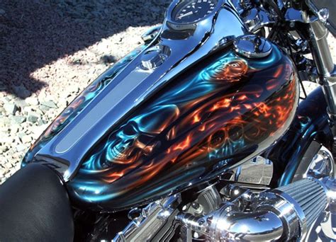 Custom Painted Motorcycle With A Crazy Paint Scheme Bike Tank