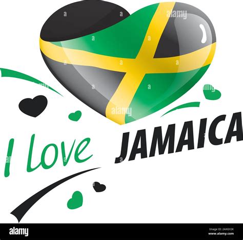 national flag of the jamaica in the shape of a heart and the inscription i love jamaica vector