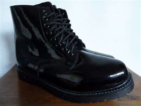 Military Parade Boots Patent Leather Army Air Force Cadet New