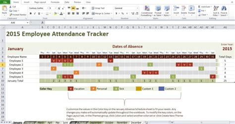 Employee Attendance Tracking Calendar Template Excel Tmp