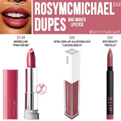 Mac Rosy Mcmichael Lipstick Dupes All In The Blush Mac Lipstick