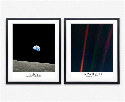 The Pale Blue Dot And Earthrise Photos Space Photos Pale Blue Dot Print