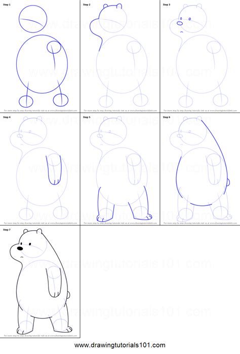 how to draw ice bear from we bare bears printable drawing sheet by we