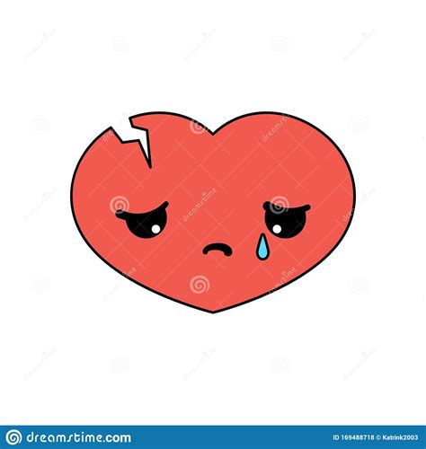 A Broken Sad Heart Is Crying Symbol Of Unhappy Love Cartoon Character