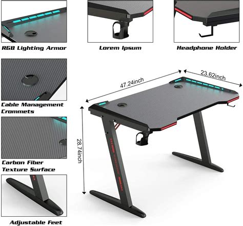 Buy Gaming Desk Z Shaped Large Pc Computer Gaming Desks Tables With Rgb