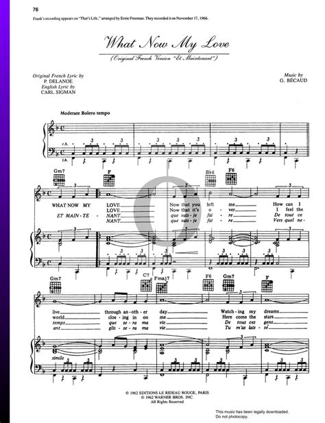 What Now My Love Sheet Music Piano Guitar Voice Oktav