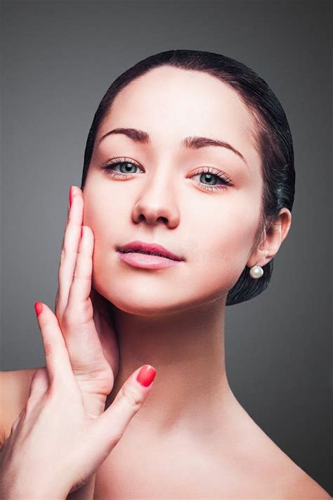 Beautiful Smile Face Of Young Woman With Clean Fresh Skin Stock Photo