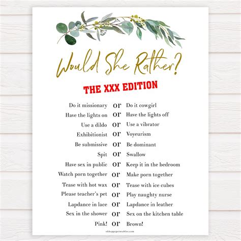 X Rated Bachelorette Game Would She Rather Bachelorette Etsy