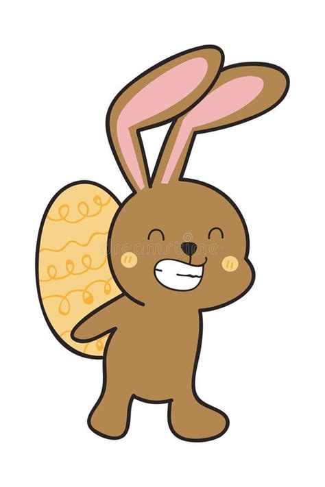 cute and funny bunny rabbit with easter egg bunny easter illustration stock vector