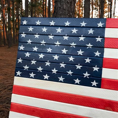 Painted Wooden American Flag Wood Flag Patriotic Home Decor Etsy