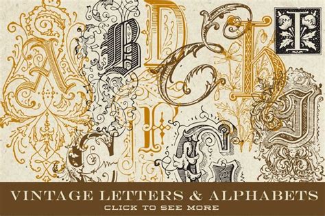 Vintage Vector Letters And Monograms 4260 Elements Design Bundles