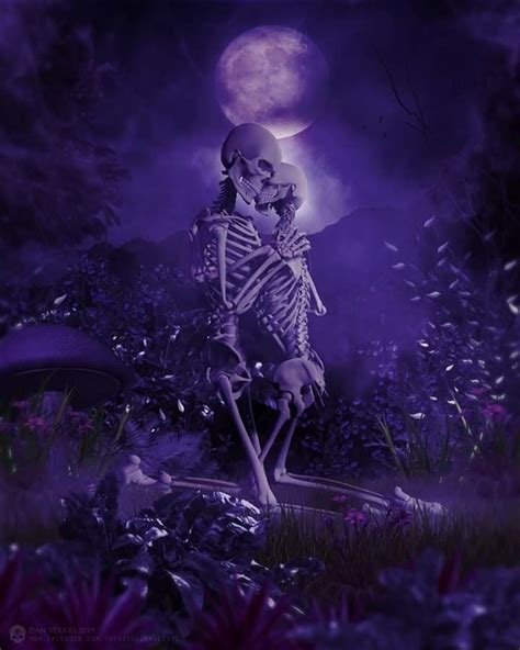 Romantic Skeleton Love Art 🌈martin Davey Art Romantic Valentine Skeletons In Graveyard