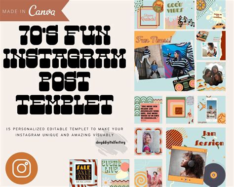 70s Fun Instagram Post Collection Editable Templet Etsy España