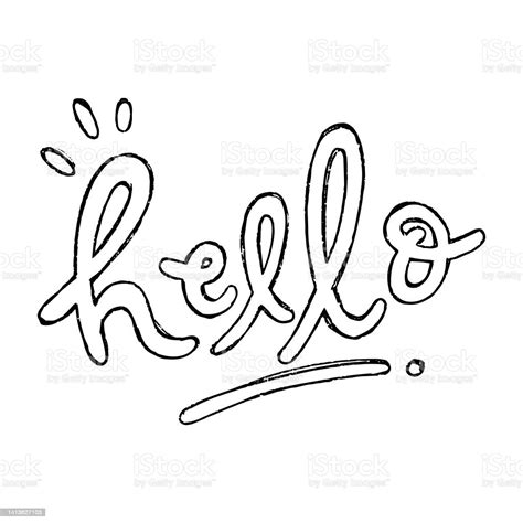 Hand Sketched Hello Word Vector Lettering Typography Stock Illustration