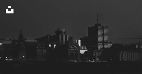 Grayscale Photo Of City Buildings During Night Time Photo Free Grey