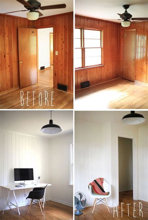 Painted Wood Panelling Before And After Paneling Makeover Wood