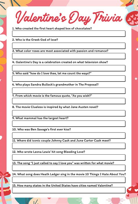 7 Best Valentines Day Trivia Printable