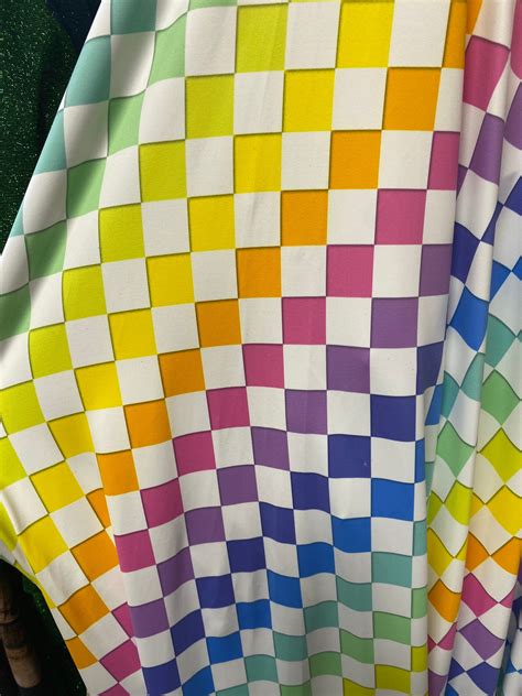 Rainbow Checkers On Great Quality Nylon Spandex Four Way Etsy