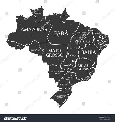 Carte du Brésil avec les états image vectorielle de stock libre de