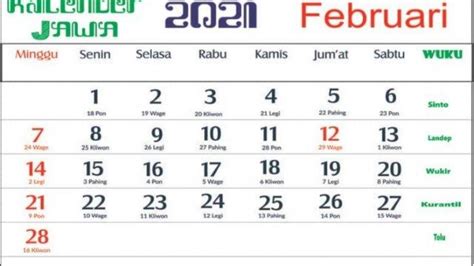 Kalender Jawa Hari Baik Bulan Februari 2021 Tanggal Yang Dihindari