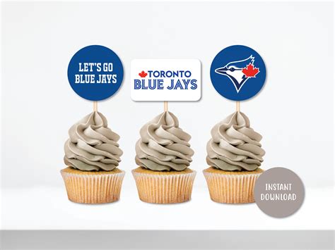 Printable Toronto Blue Jays Cupcake Toppers Printable File Etsy