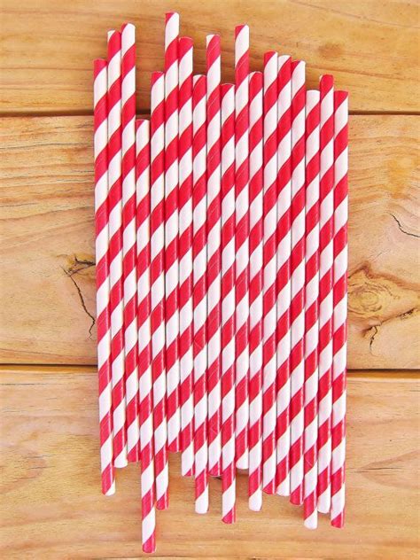 Paper Drinking Straws In Red And White 375 For 25 Straws Drinking