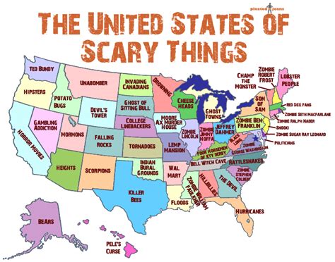 A Map United States That Shows Scariest Thing In Each State
