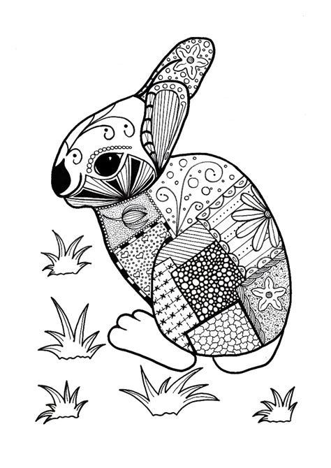 Colorful Rabbit Adult Coloring Page | ThriftyFun