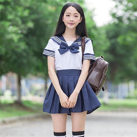 Japanese High School Girl Short Sleeve Sailor Suit Uniformcosplay Costume ミニスカートの女の子 スクール