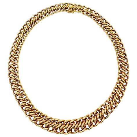 French 1970s Yellow Gold Chain Necklace For Sale At 1stdibs