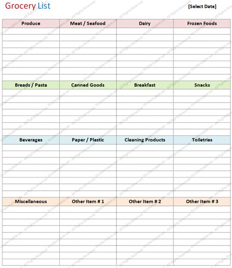 You can customise the categories, print out, and then write your items in by hand. Blank Grocery List Template (Basic Format) | List ...