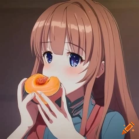 Anime Beautiful Girl Enjoying An Apricot On Craiyon