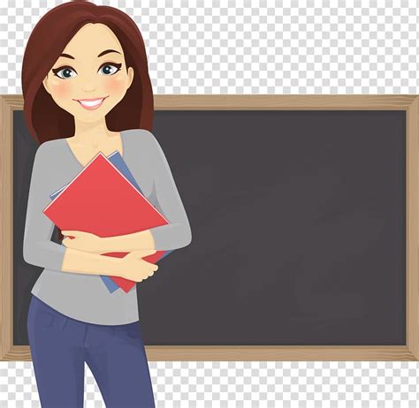 Woman Carrying Book Standing In Front Of Chalkboard Illustration