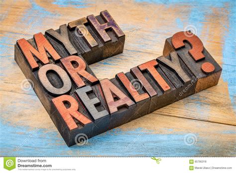 Myth Or Reality Question In Wood Type Stock Photo Image Of Vintage