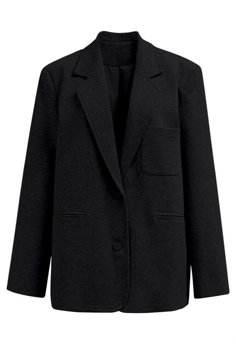 notch lapel cotton blend blazer in black retro indie and unique fashion