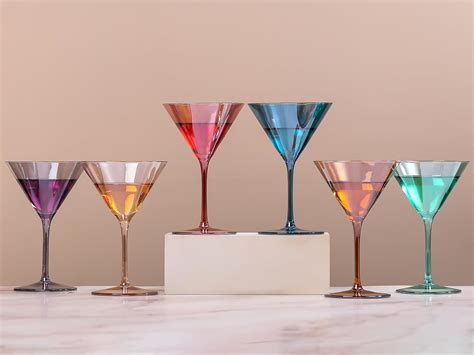 Physkoa Colored Martini Glasses Set Of 6 Colorful Cocktail Glasses Margarita Glass