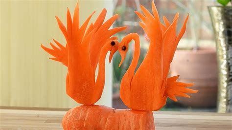 Handmade Carrot Swan Vegetable Carving Garnish Food Decoration