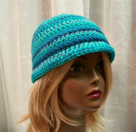 Womens Cloche Hat Crocheted Ladies Hat Teal Aqua Blue Etsy Hats