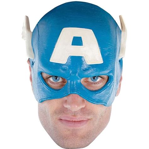 Disguise Men S Marvel Captain America Adult Vinyl Mask Blue One Size Adult Superhero