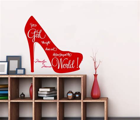 Marilyn Monroe Quote With Heeled Shoe Pattern Wall Art Sticker For Girls Room Shoe Shop Decor