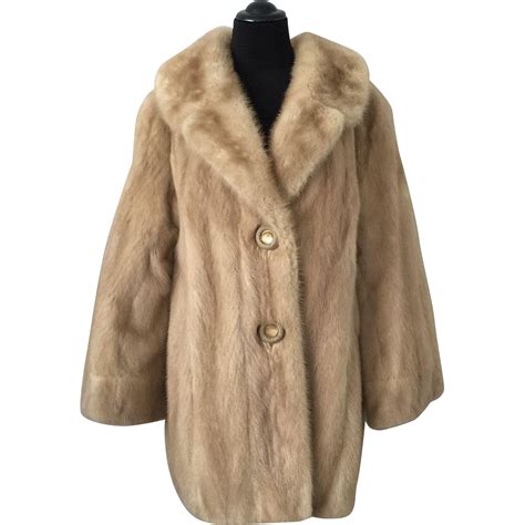 Mod Blonde Mink Fur Coat Vintage 1960s Lucite Buttons Was 165 Now 85 Bylane