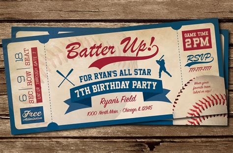Baseball Ticket Birthday Invitation Rookie Of The Year All Etsy