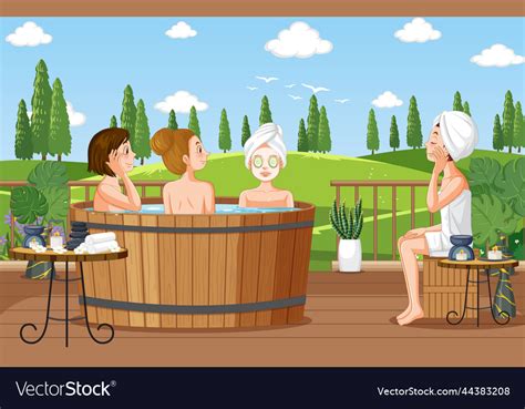 Women In Hot Tub Spa Royalty Free Vector Image