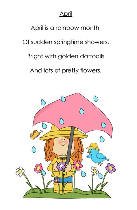 April Poem For First Grade Sweet And Simple Grade Onederful