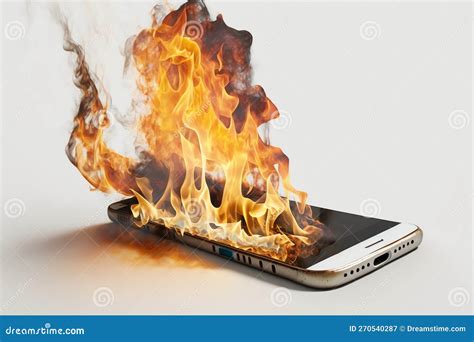 Burning Smartphone Mobile Phone In Fire Stock Image Image Of Display