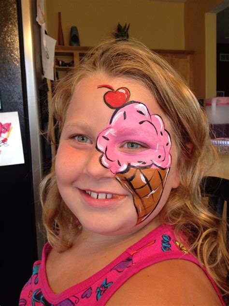 Pink Ice Cream Cone Face Paint By Meredith Terry Face Painting Tips