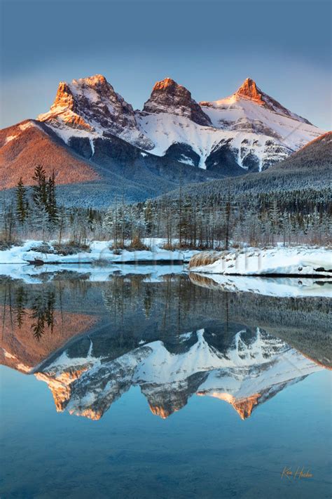 Three Sisters Mountains Canmore Reflection Peaks Etsy In