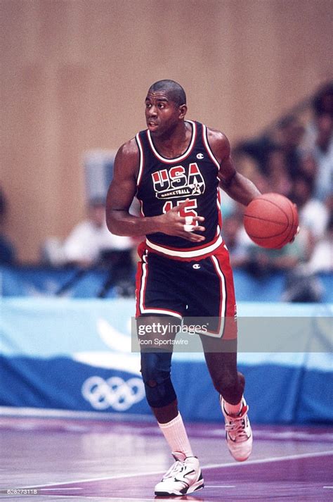 Magic Johnson Of The Usa Dream Team Directs The Offense At The 1992