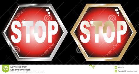 Vector Illustration Gold And Silver Stop Sign Stock Vector Illustration